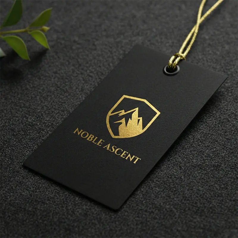 Gold mountain shield outdoor logo on tag mockup