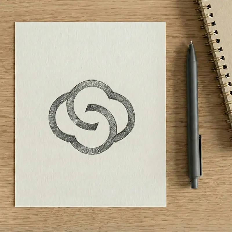 Black cloud loop tech logo on paper mockup