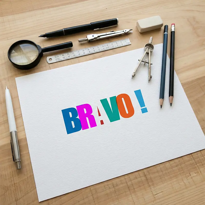 Creative color type logo on paper mockup