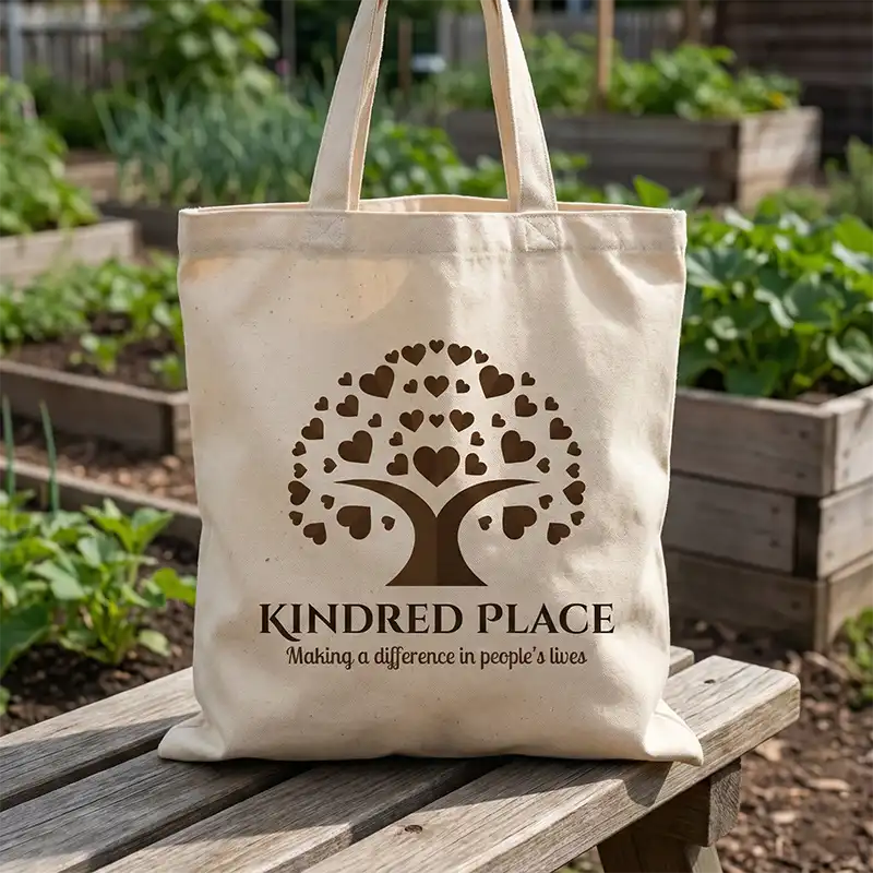 Heart tree healthcare logo on bag mockup