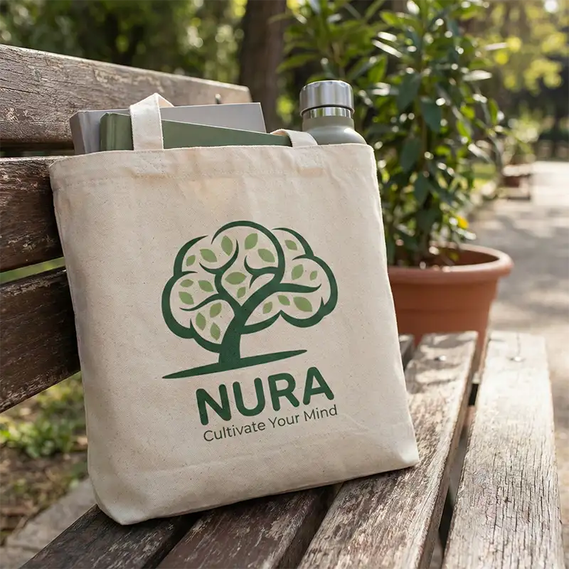 Mental health care logo on tote bag mockup